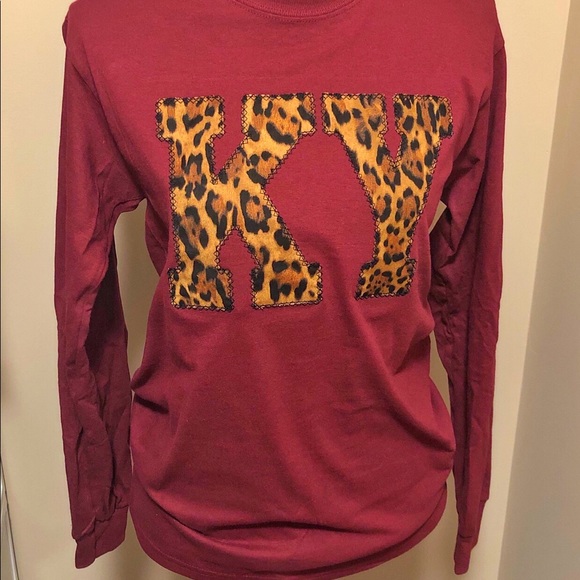 Custom Appliqué state long sleeve T-shirt leopard - Picture 1 of 2